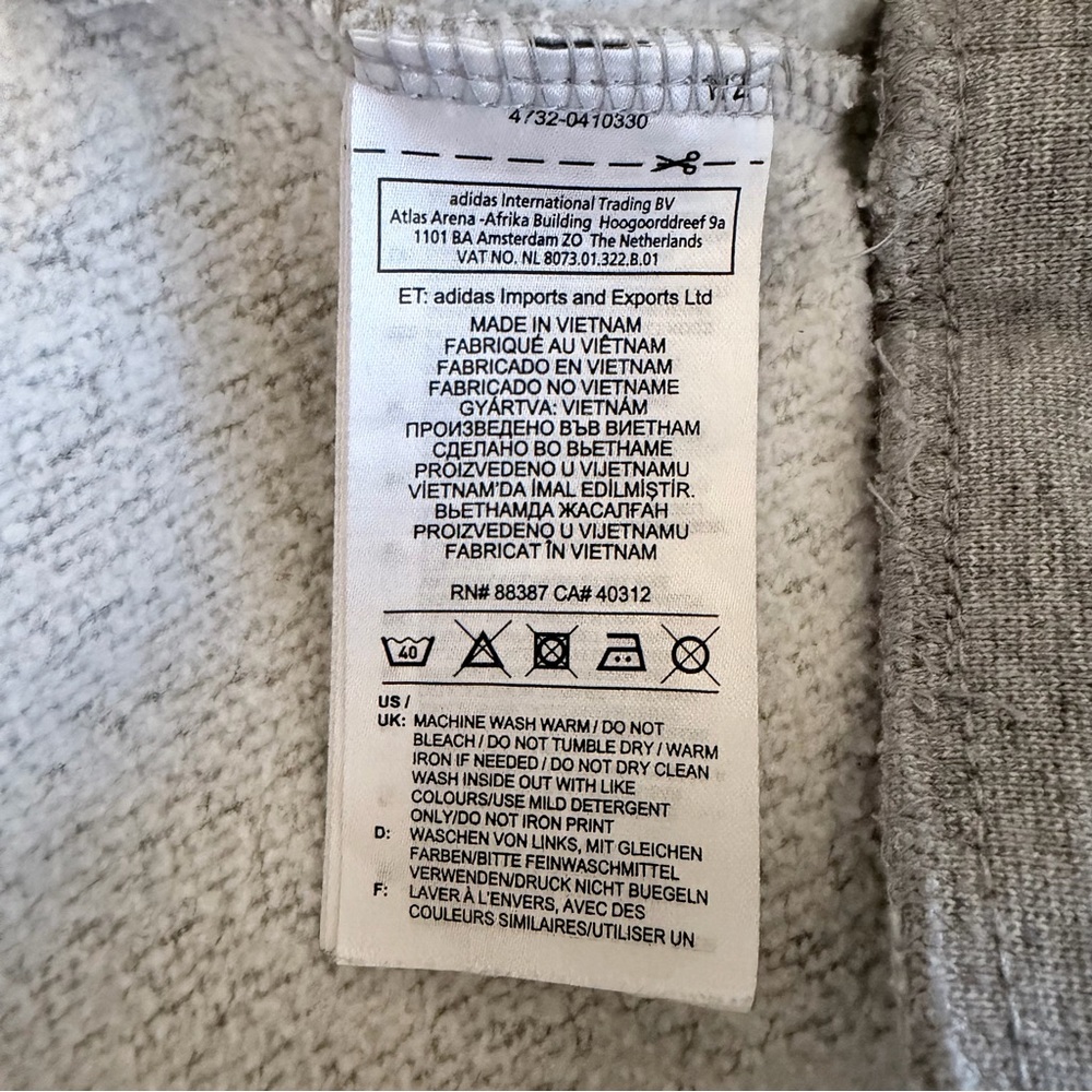 adidas Gray Logo Hoodie | Fleece Lined Pullover Sweatshirt | Gray | Men's Medium - Picture 6 of 10
